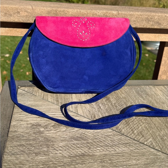 Bally Handbags - Bally Vintage Suede Colorblock
Shoulder Bag - Blue & Pink, Made in Switzerland